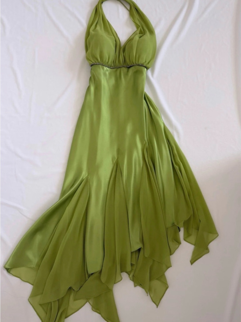 Betsy & Adam Olive Green Halter Midi Dress